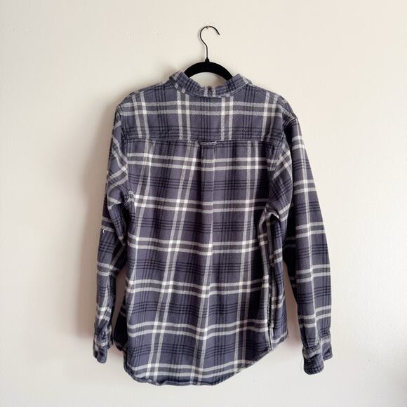 Woolrich Grey Plaid Flannel Shirt Jacket Shacket - Medium - Picture 7 of 8